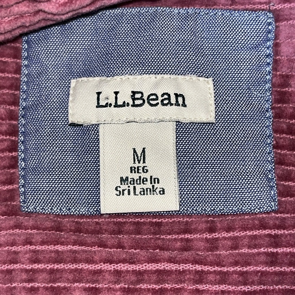 LL Bean Corduroy Button Up Shirt Jacket Women's Medium Reg Pink Cotton Shacket - Picture 3 of 5